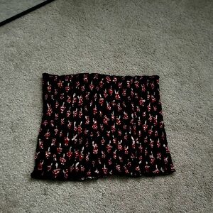 Floral Black and Red Women's Tube Top